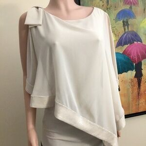 Beige Joseph Ribkoff Size 14 Top with Sequin Detail